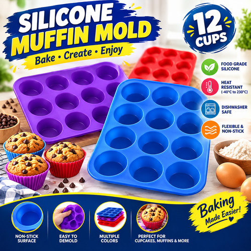 Silicone muffin cupcake - muffin, 12